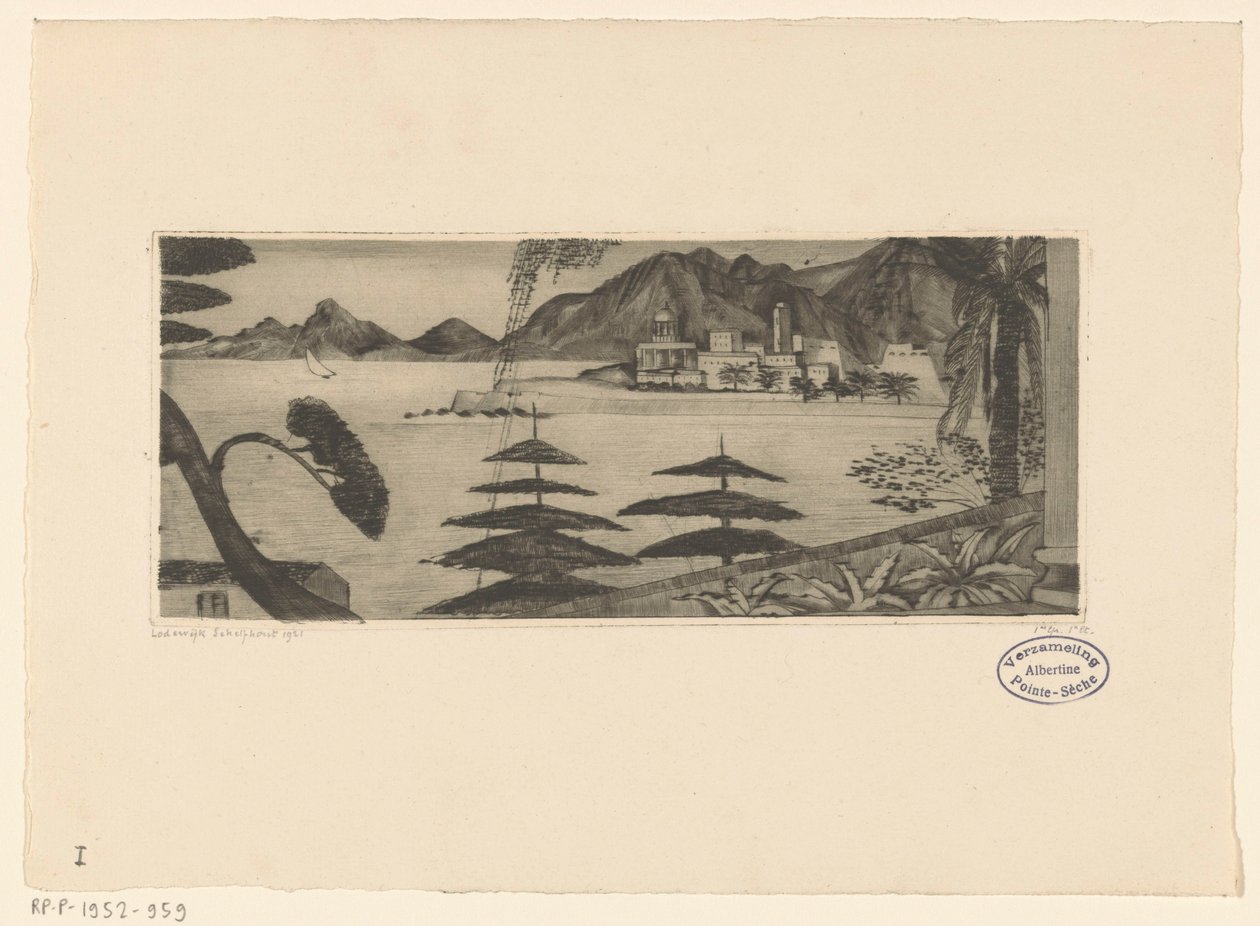 Ajaccio (orijinal başlık) by Lodewijk Schelfhout (signed by artist)