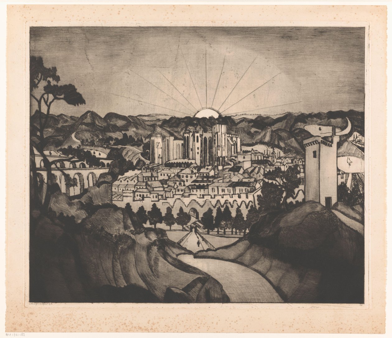 Avignon (orijinal başlık) by Lodewijk Schelfhout (signed by artist)