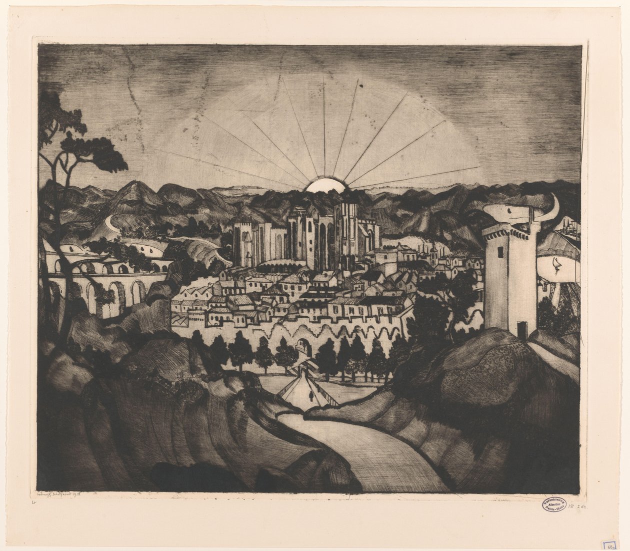 Avignon (orijinal başlık) by Lodewijk Schelfhout (signed by artist)