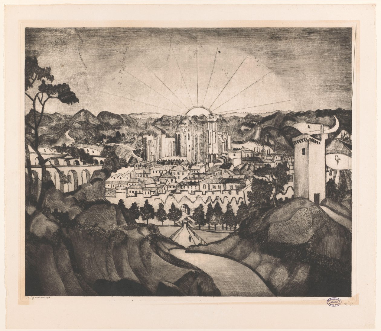 Avignon (orijinal başlık) by Lodewijk Schelfhout (signed by artist)