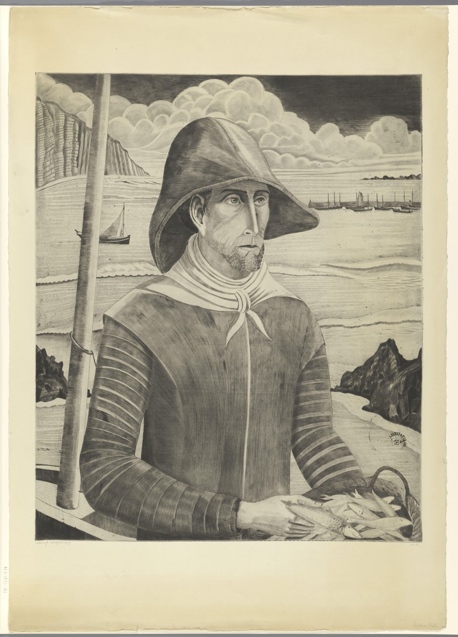 Breton dili visser Fisherman Breton II (orijinal başlık) by Lodewijk Schelfhout (signed by artist)