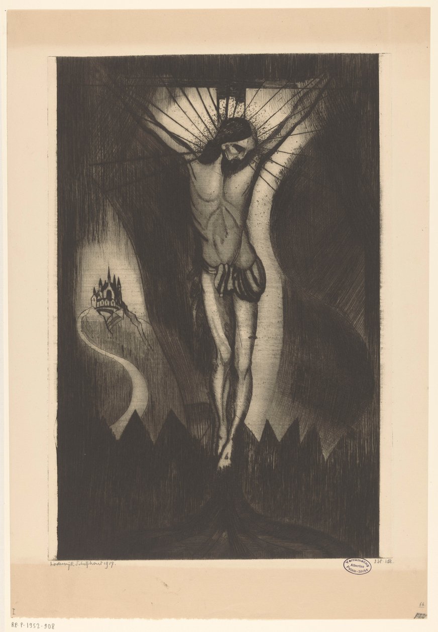 İsa çarmıhta Le Christ II (orijinal başlık) by Lodewijk Schelfhout (signed by artist)