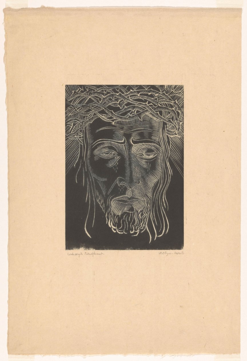 dikenli taç ile İsa by Lodewijk Schelfhout (signed by artist)