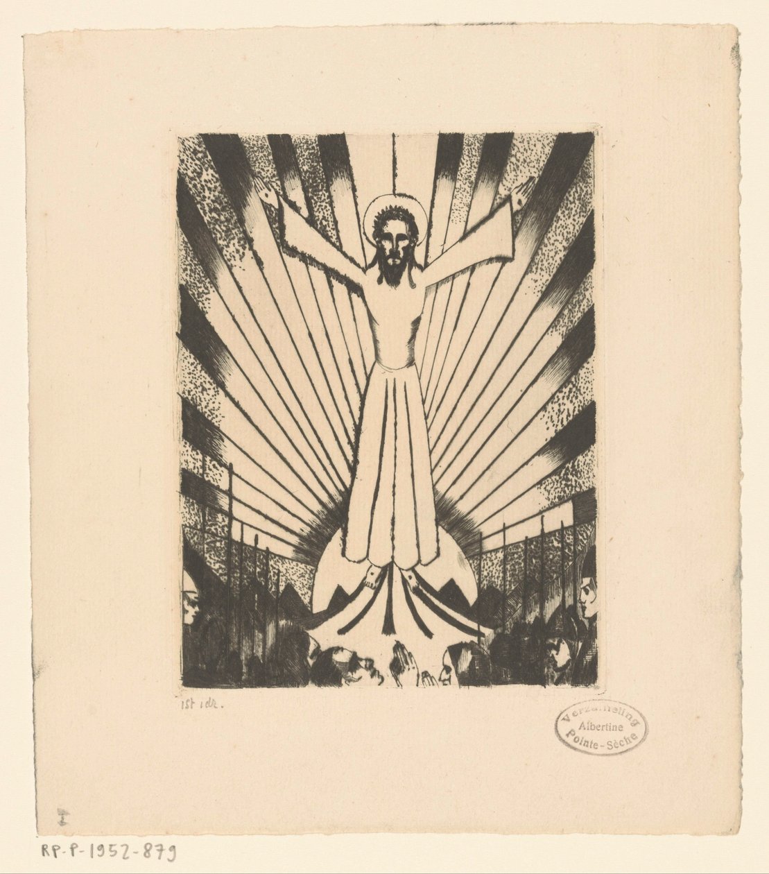 Tepelik bir manzarada uzanmış kolları olan Mesih by Lodewijk Schelfhout (signed by artist)