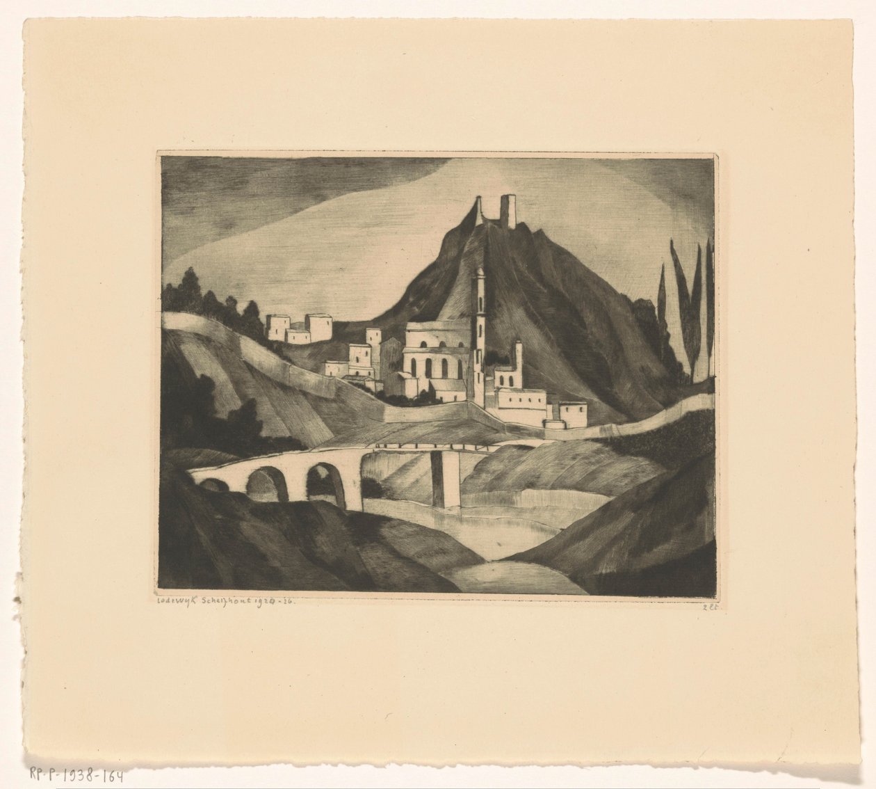 Corte I (orijinal başlık) by Lodewijk Schelfhout (signed by artist)