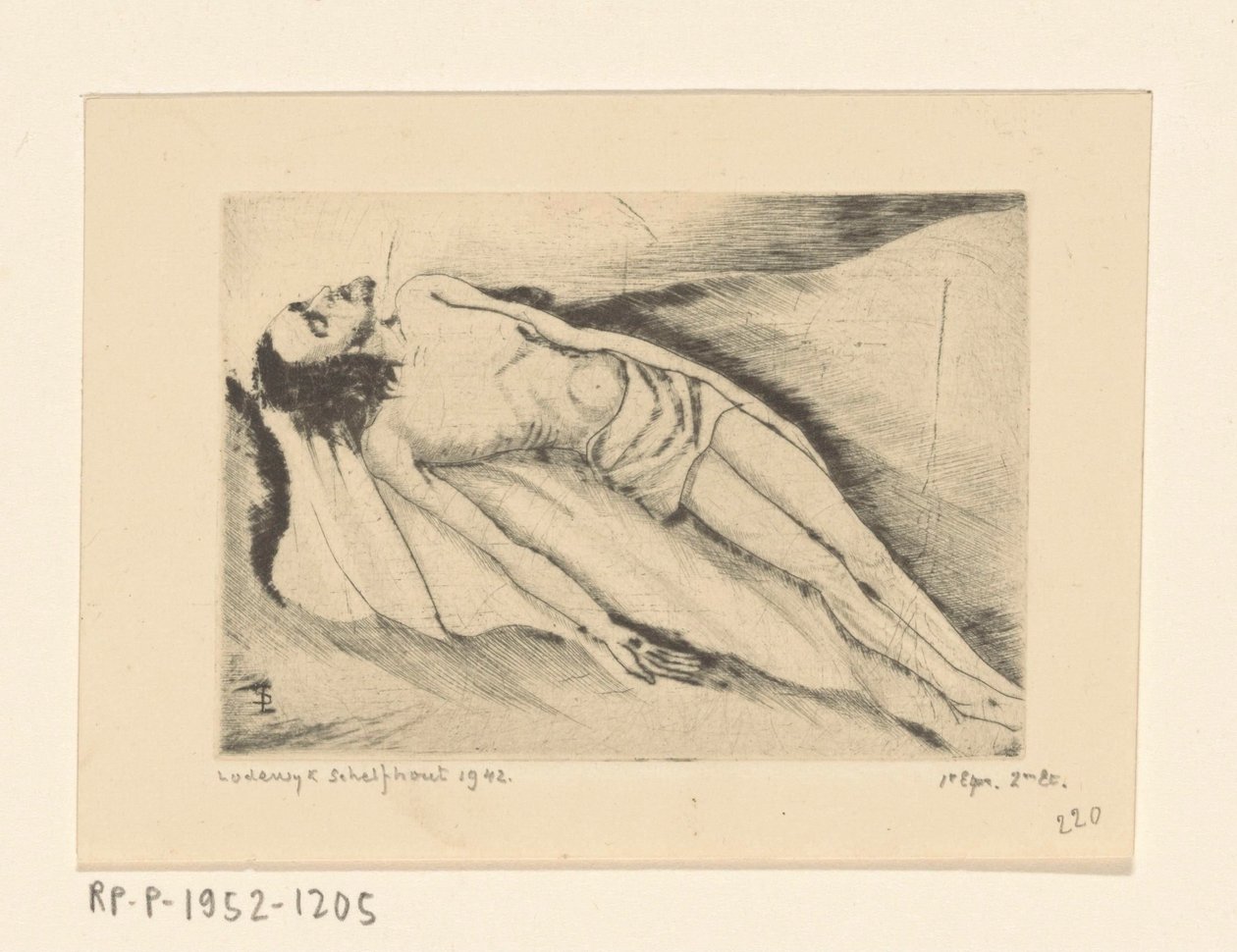 Dode Christus Le Christ mort (orijinal başlık) by Lodewijk Schelfhout (signed by artist)