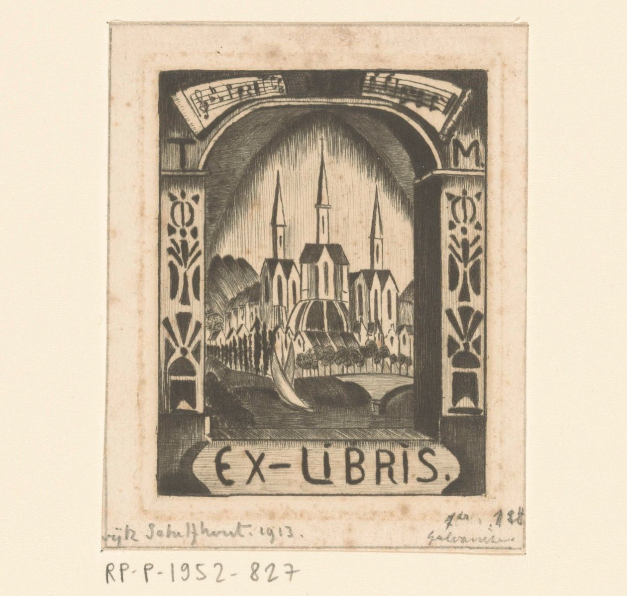 T. Mengelberg tarafından ekslibris by Lodewijk Schelfhout (signed by artist)