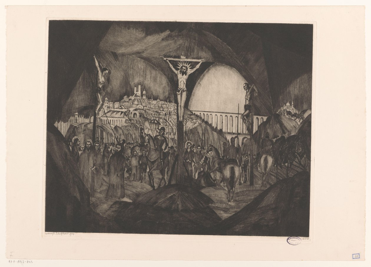 Golgotha I (orijinal başlık) by Lodewijk Schelfhout (signed by artist)