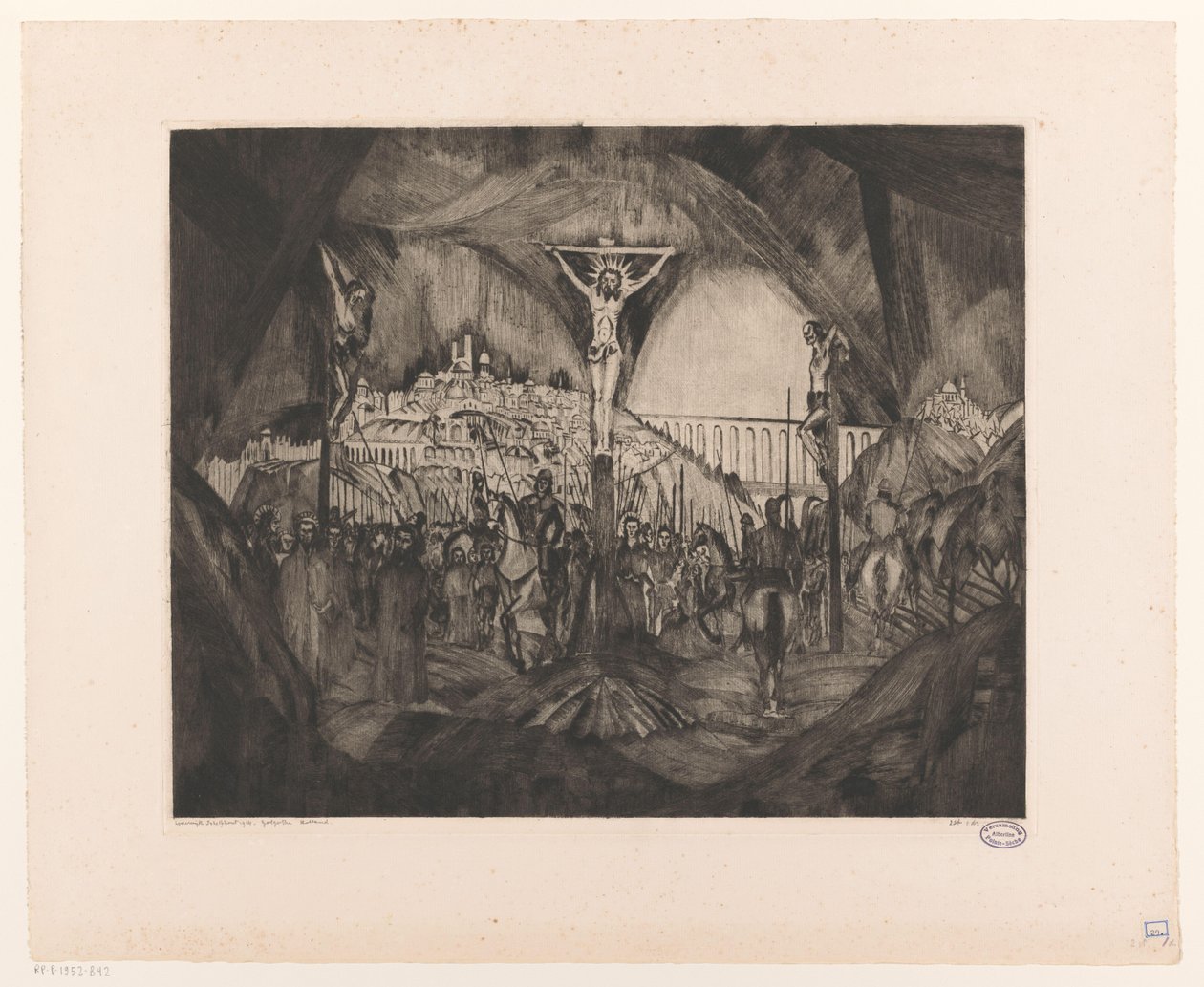 Golgotha I (nesne üzerindeki orijinal başlık) by Lodewijk Schelfhout (signed by artist)