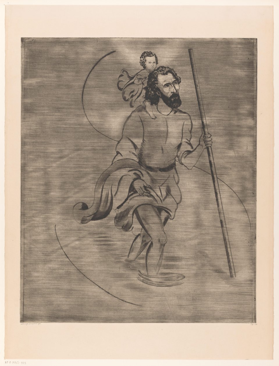 İsa Çocuk ile Aziz Christopher Aziz Christophe (orijinal başlık) by Lodewijk Schelfhout (signed by artist)