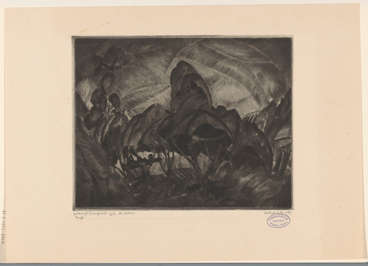 Ağaçlar ile tepelik manzara Les Arbres (nesne üzerindeki orijinal başlık) by Lodewijk Schelfhout (signed by artist)