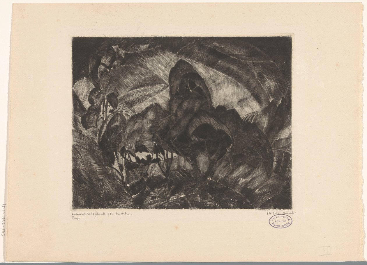 Ağaçlar ile tepelik manzara Les Arbres (nesne üzerindeki orijinal başlık) by Lodewijk Schelfhout (signed by artist)
