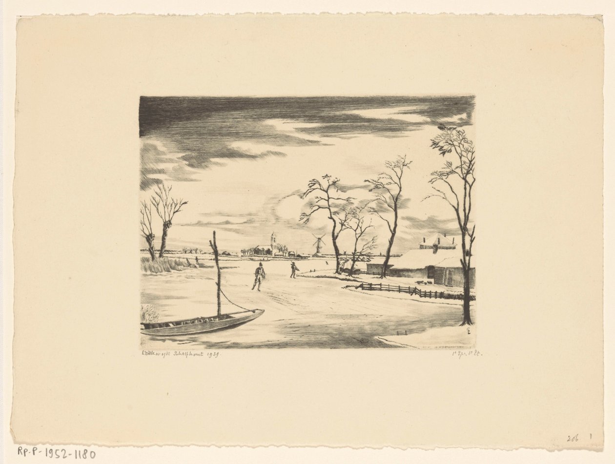Hollanda kış manzarası II Hiver ve Hollande II (orijinal başlık) by Lodewijk Schelfhout (signed by artist)