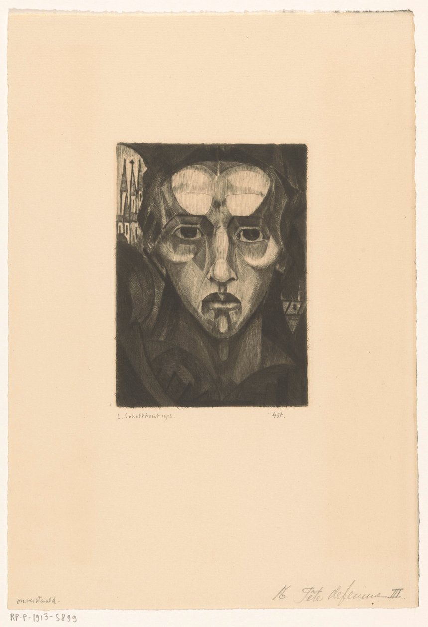Bir kadının başı Tete de femme III (nesne üzerindeki orijinal başlık) by Lodewijk Schelfhout (signed by artist)