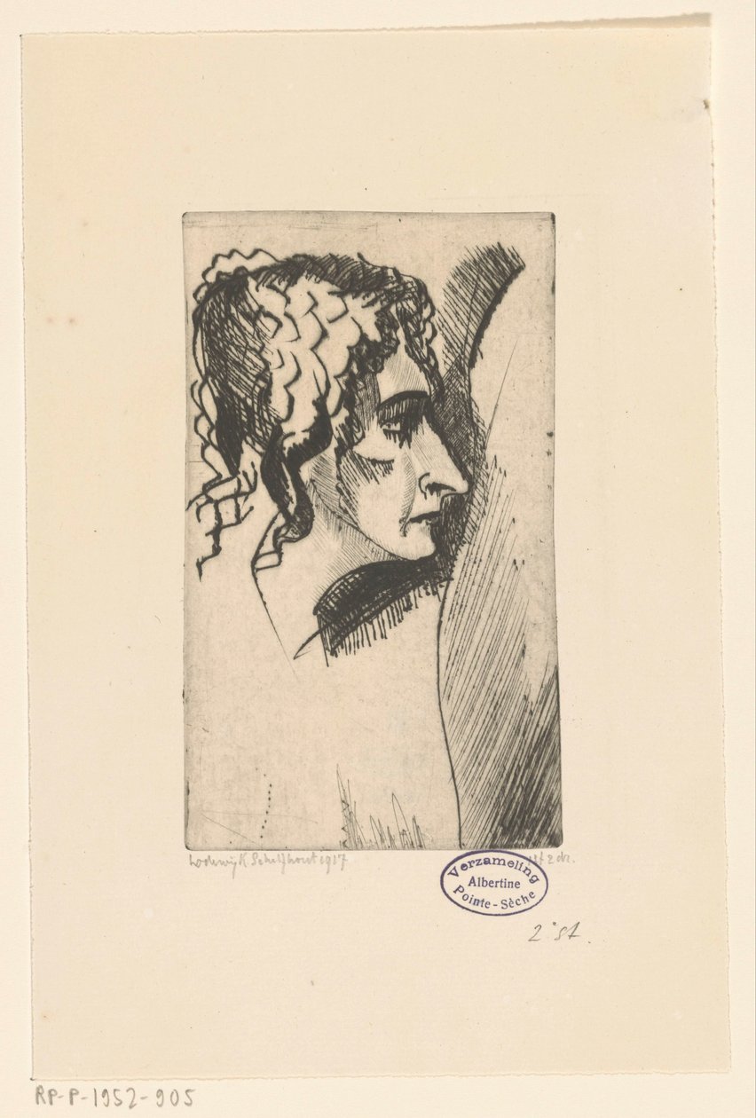 Bir kadının başı Tete de femme IV (orijinal başlık) by Lodewijk Schelfhout (signed by artist)