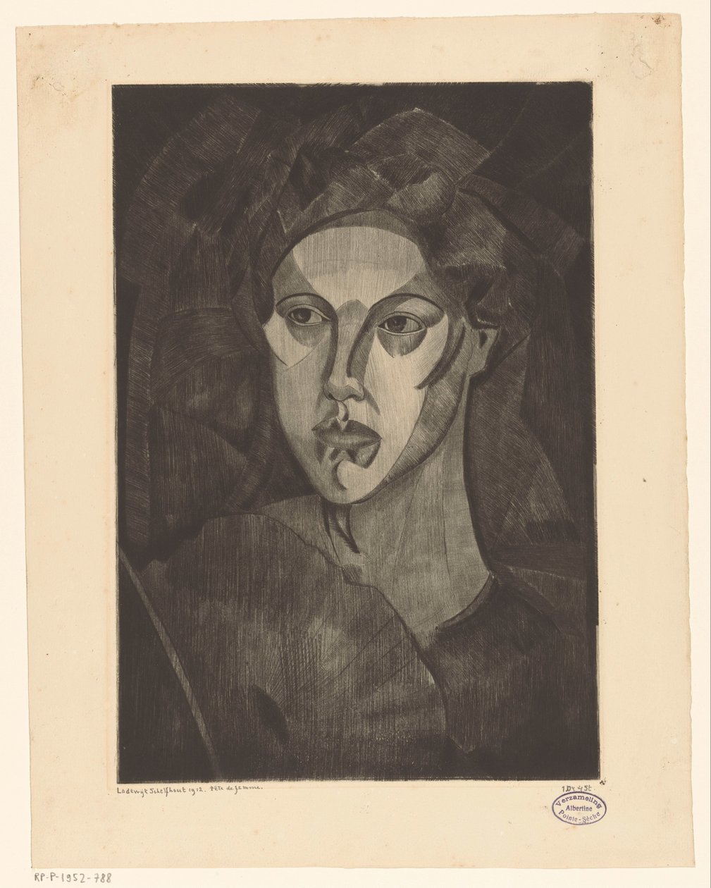 Bir kadının başı Tete de femme I (nesne üzerindeki orijinal başlık) by Lodewijk Schelfhout (signed by artist)