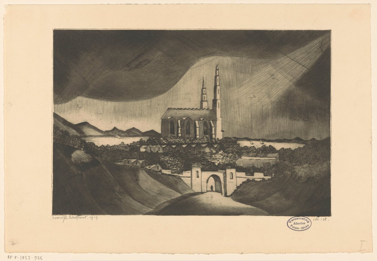 Katedral La Cathédrale (orijinal başlık) by Lodewijk Schelfhout (signed by artist)