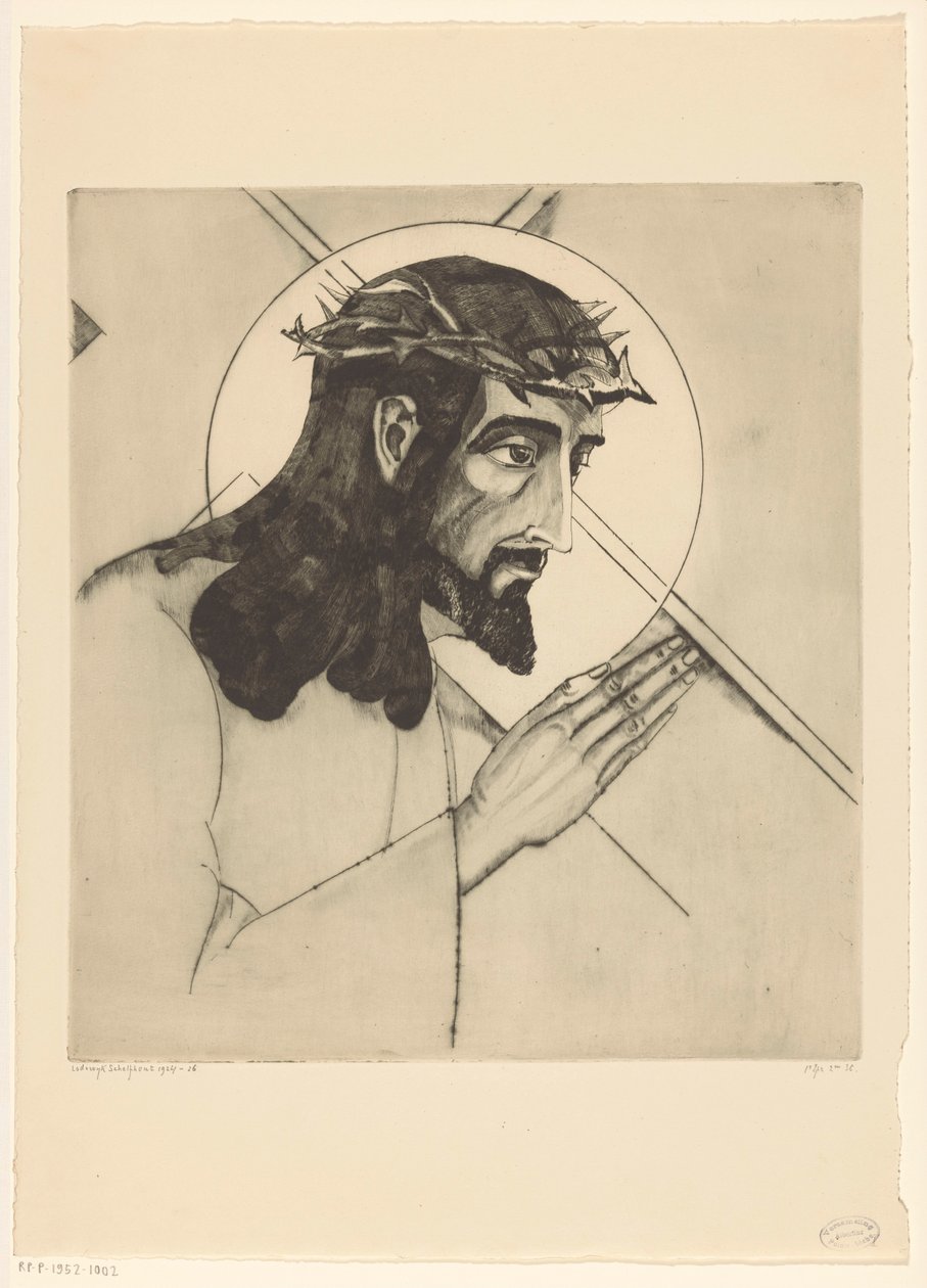 Kruisdraging Christ portant la croix (orijinal başlık) by Lodewijk Schelfhout (signed by artist)