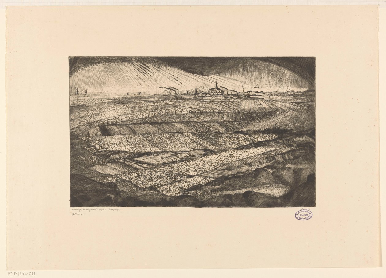 Alanlar ile manzara Paysage (nesne üzerindeki orijinal başlık) by Lodewijk Schelfhout (signed by artist)