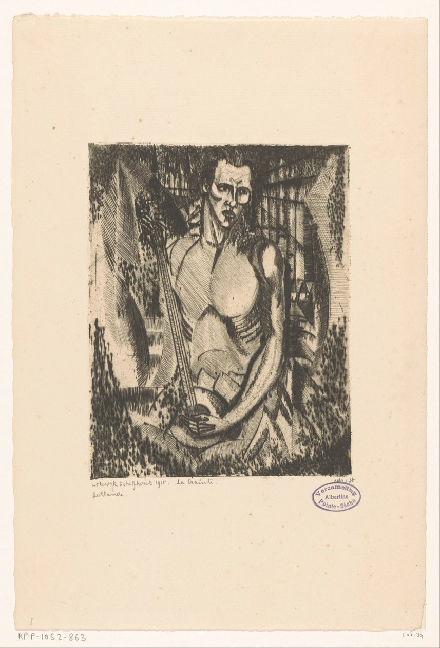 Muzikant The Fear (nesne üzerindeki orijinal başlık) by Lodewijk Schelfhout (signed by artist)