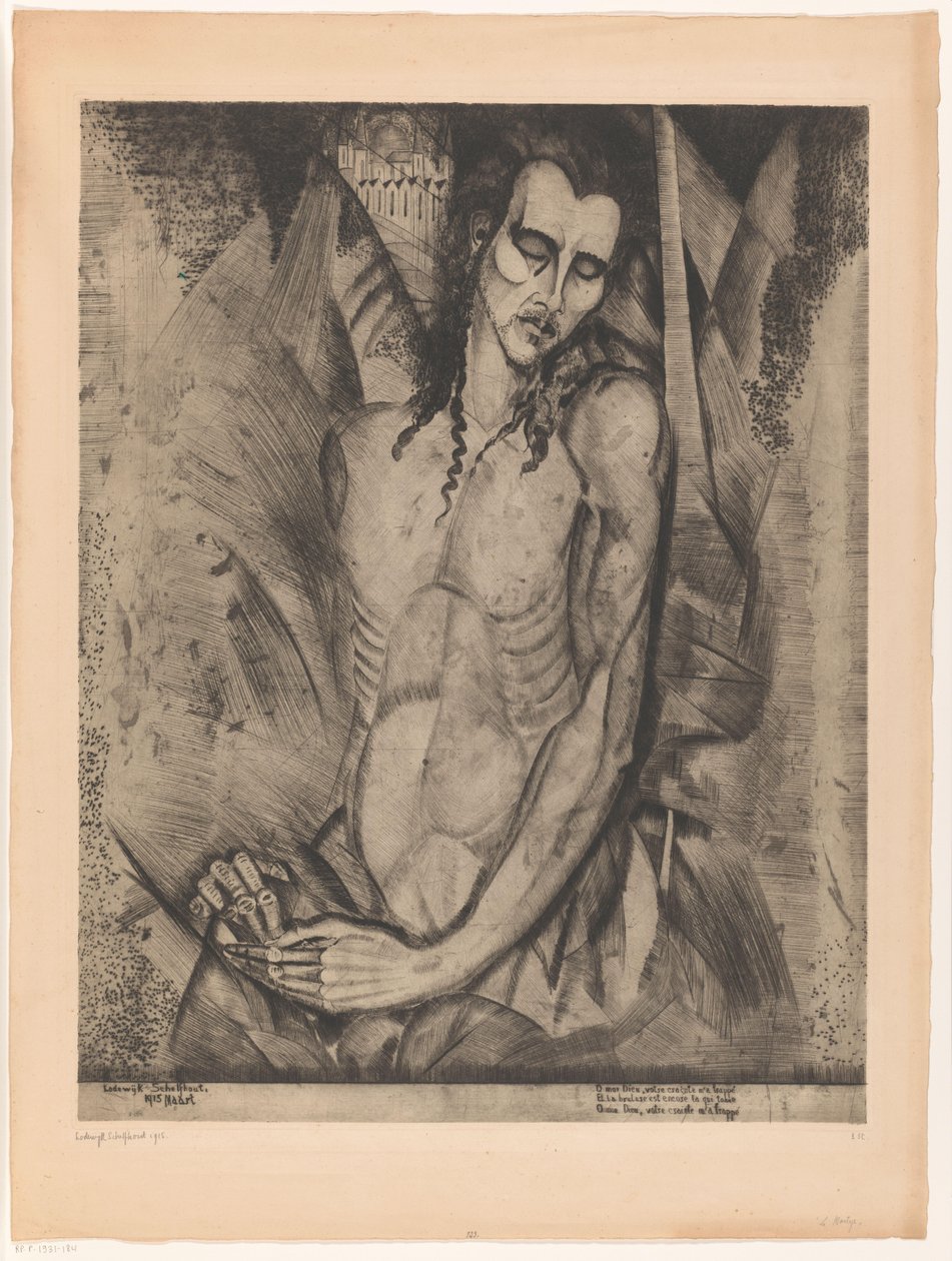 Gözleri kapalı çıplak adam Le Martyr (orijinal başlık) by Lodewijk Schelfhout (signed by artist)