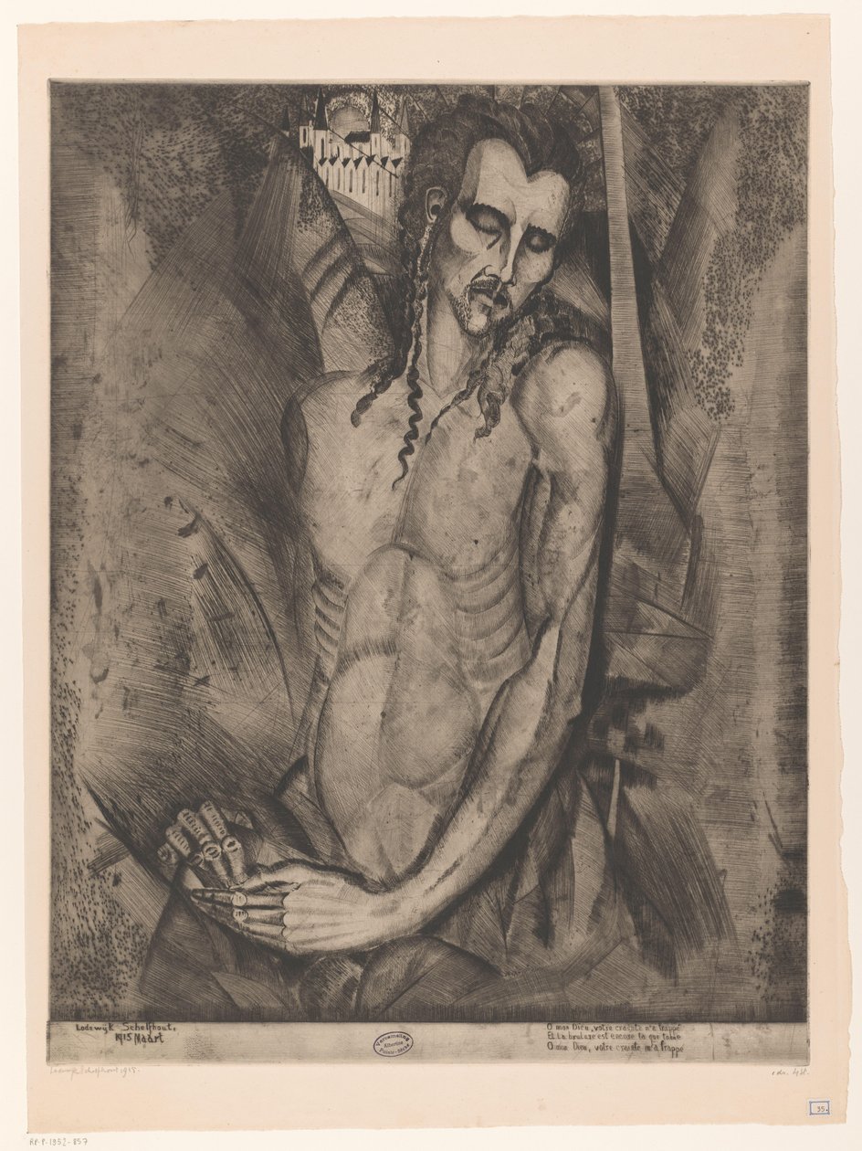 Gözleri kapalı çıplak adam Le Martyr (orijinal başlık) by Lodewijk Schelfhout (signed by artist)
