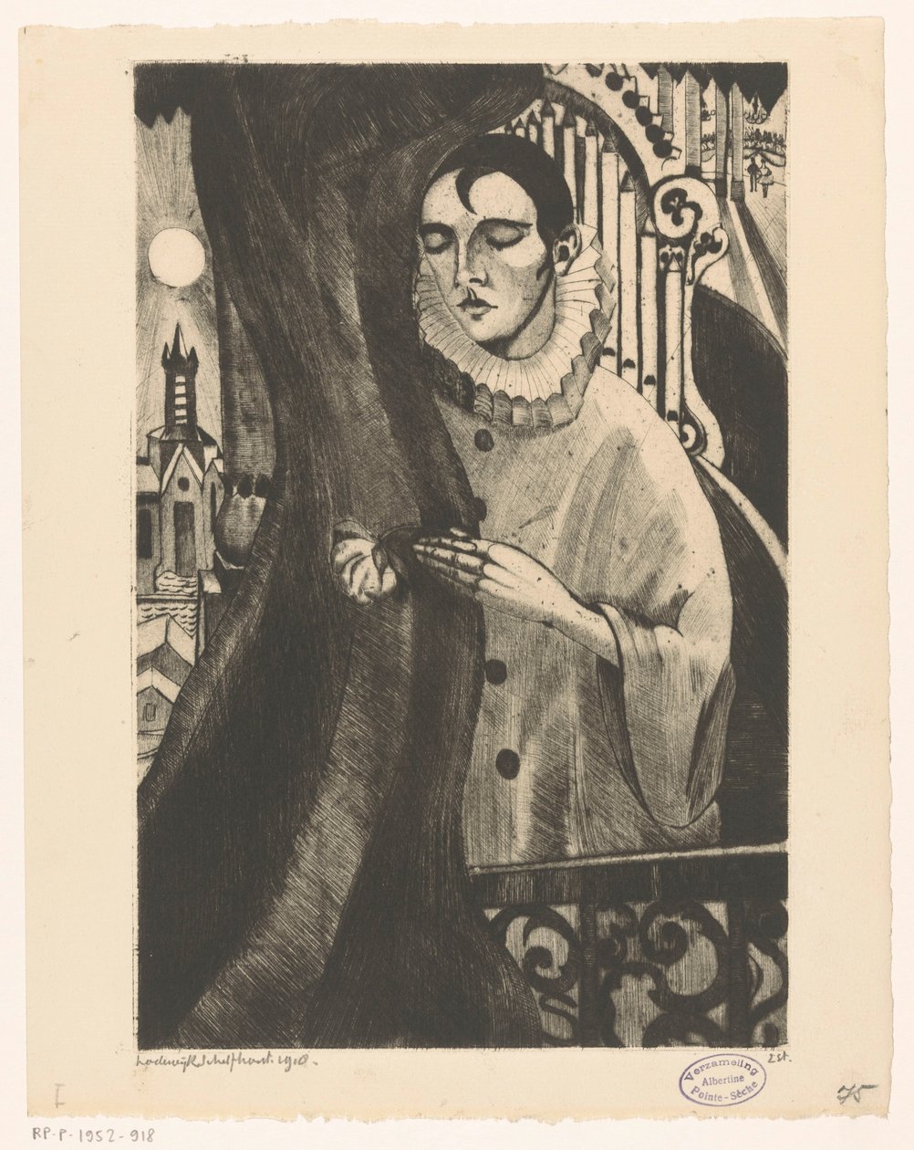 Pierrot II (orijinal başlık) by Lodewijk Schelfhout (signed by artist)