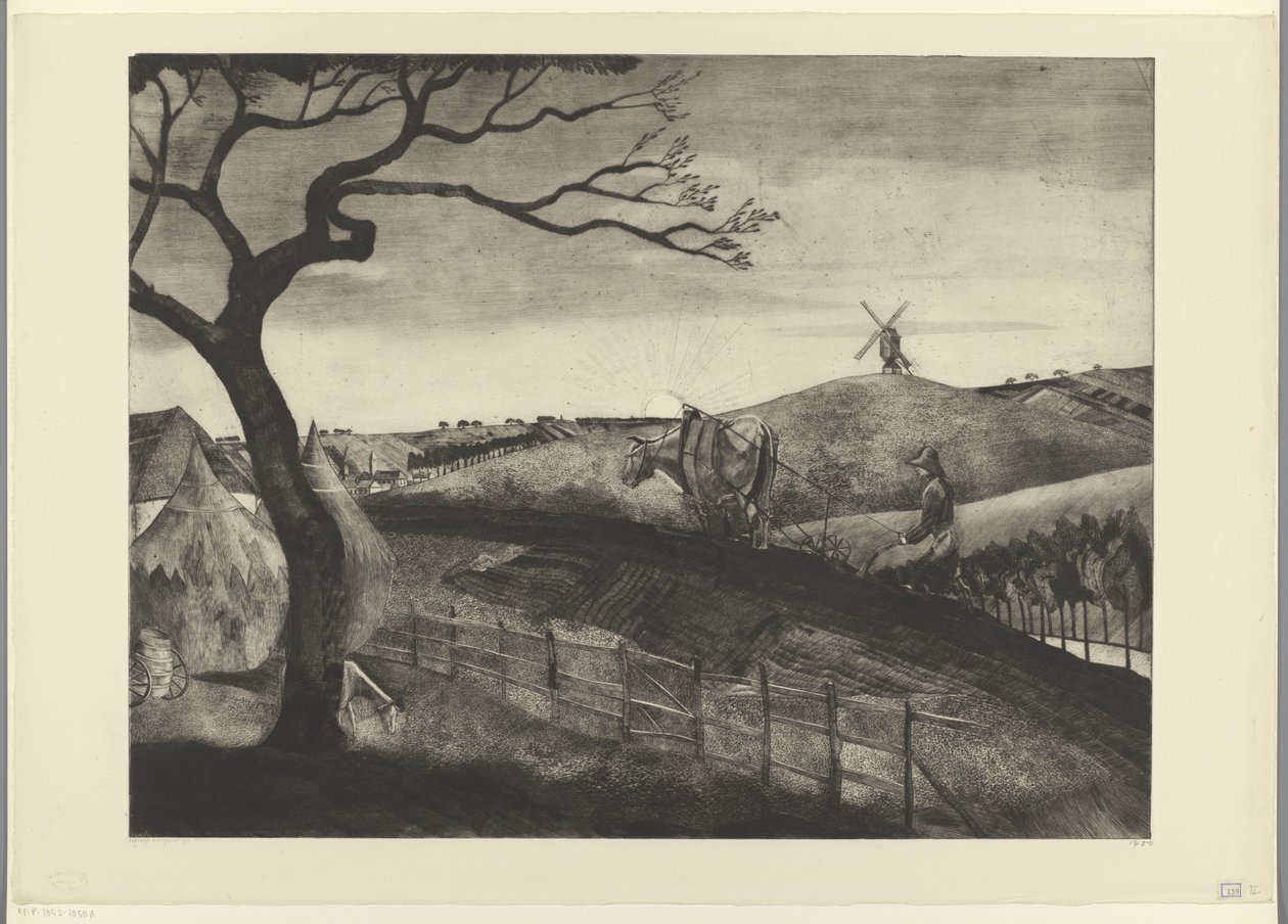Etikhove Laboreur Flamand'da öküzle çiftçilik yapan çiftçi (orijinal başlık) by Lodewijk Schelfhout (signed by artist)