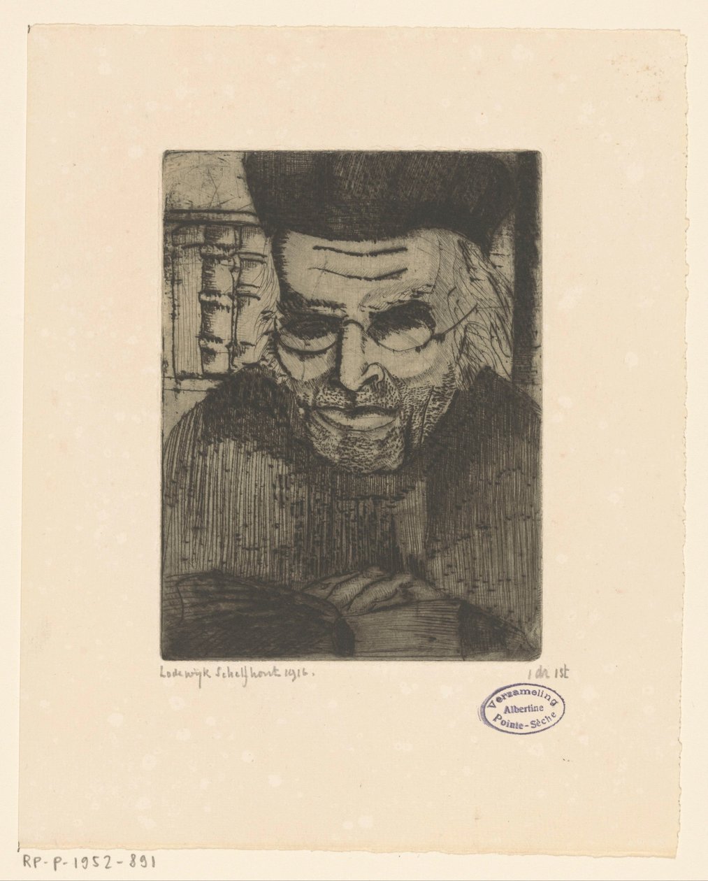 GJ Brinkman'ın portresi by Lodewijk Schelfhout (signed by artist)