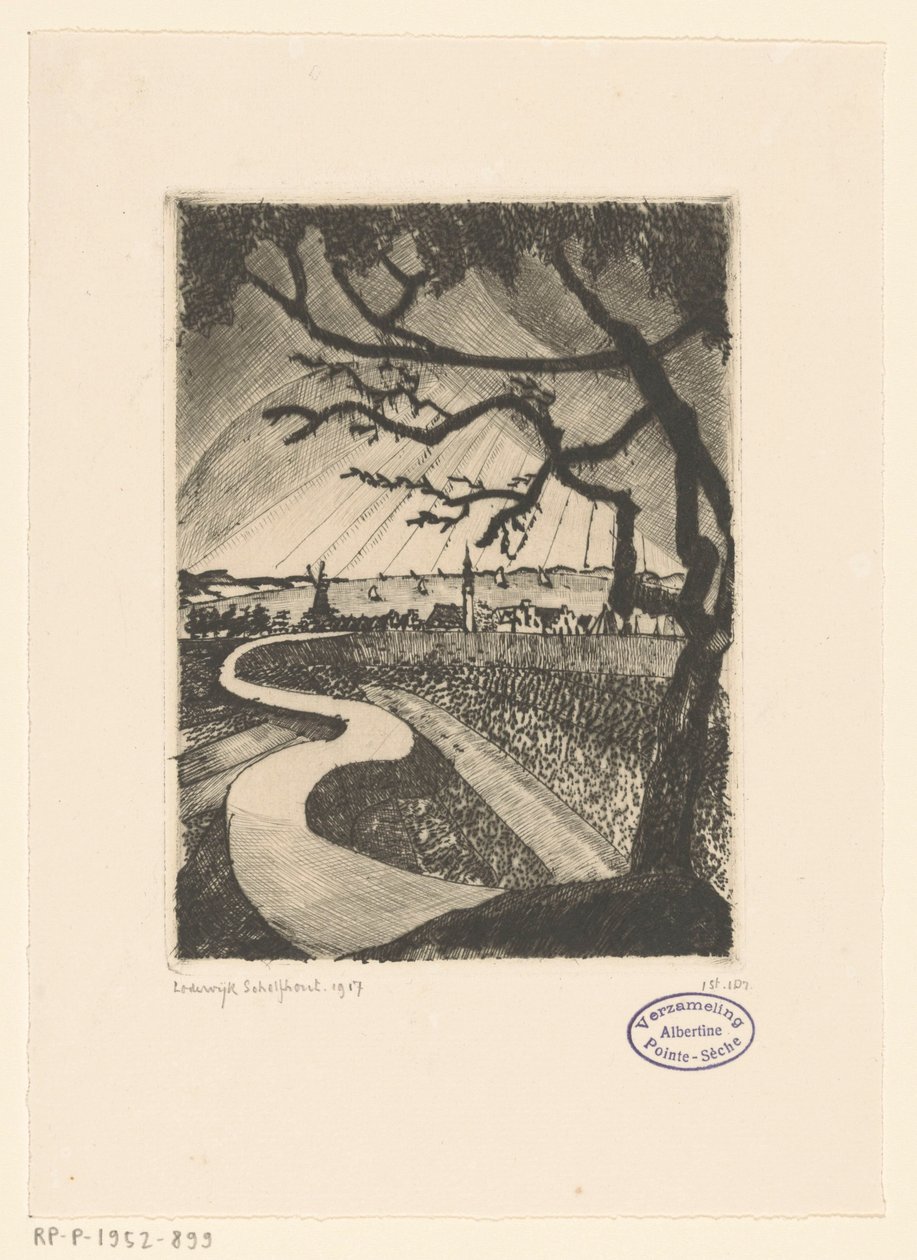 Veere (orijinal başlık) by Lodewijk Schelfhout (signed by artist)