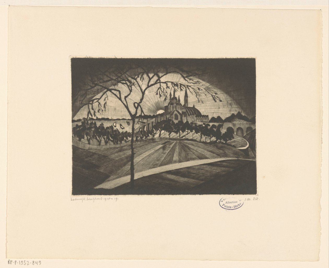 Gün batımı Şezlong (nesne üzerindeki orijinal başlık) by Lodewijk Schelfhout (signed by artist)
