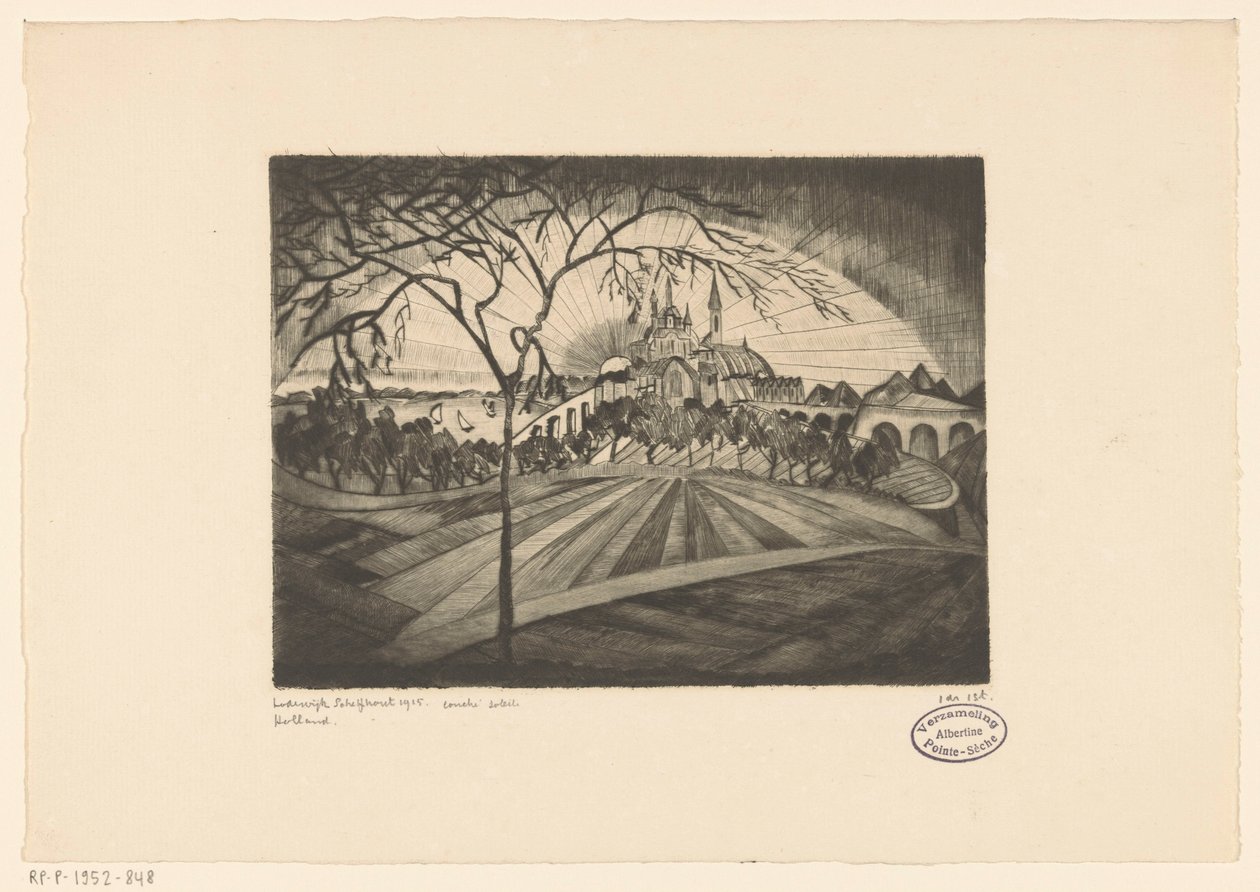 Gün batımı Şezlong (nesne üzerindeki orijinal başlık) by Lodewijk Schelfhout (signed by artist)