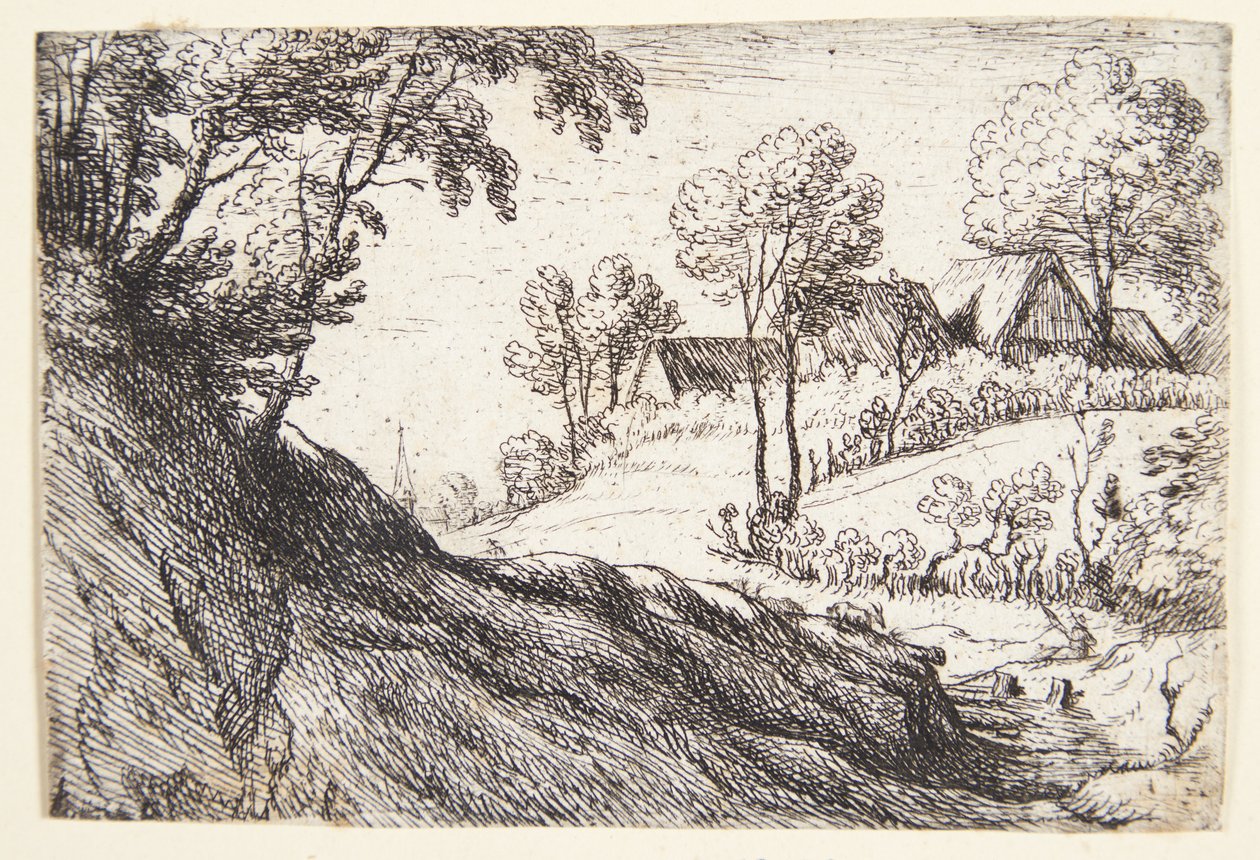 Bir tepenin üzerinde köy by Lodewijk de Vadder