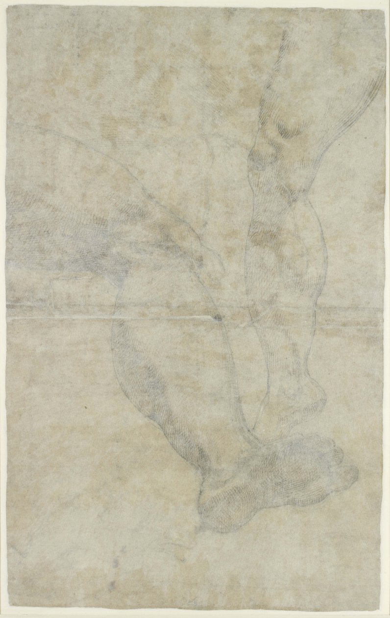 Verso: İki çift bacak çalışması (siyah tebeşir üzerine kalem ve kahverengi mürekkep) by Lodovico Carracci