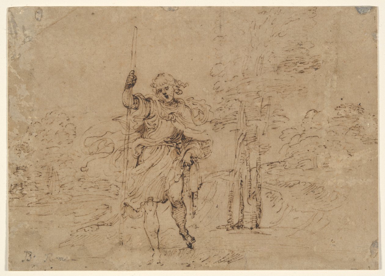 Bir Manzarada Aziz Christopher (veya Saint Roch?) by Lodovico Carracci