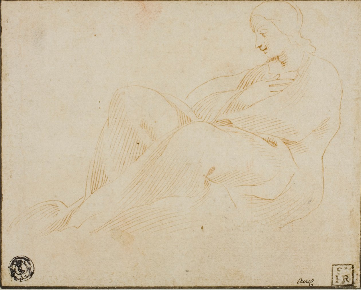 Profilde Oturan Drapeli Kadın by Lodovico Carracci