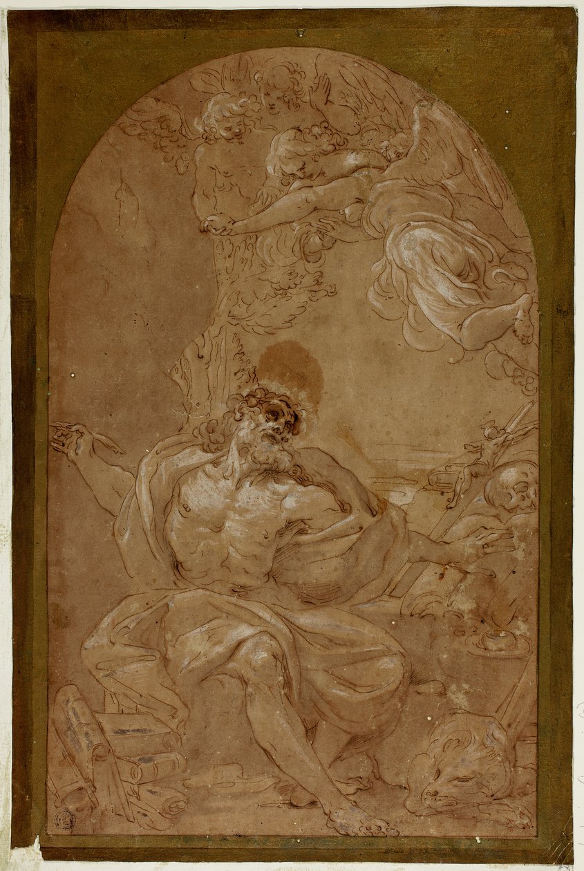 Aziz Jerome için çalışma by Lodovico Carracci