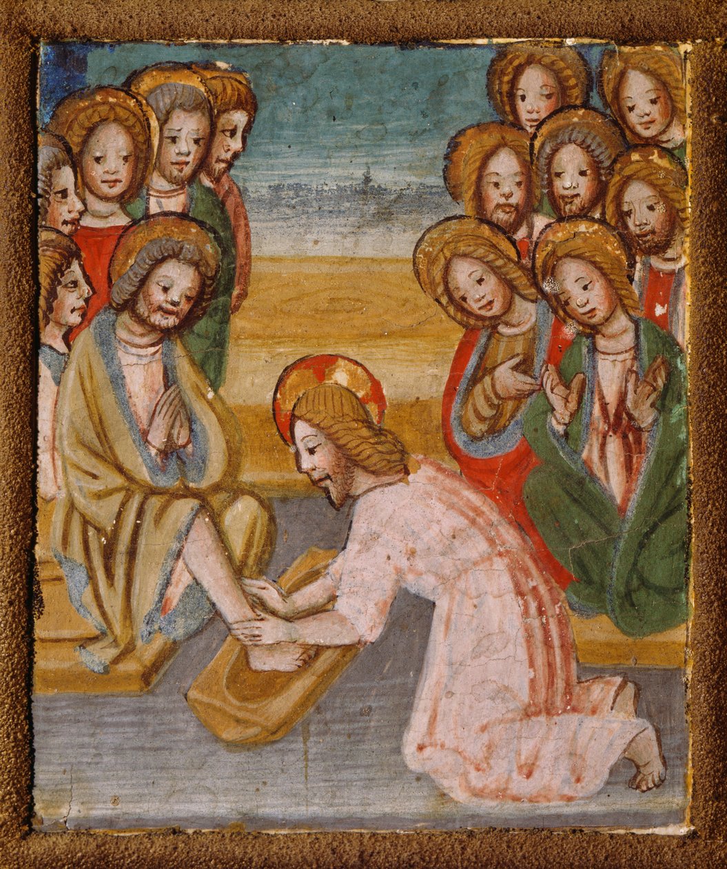 Washing of feet, detail from Stories of Christ, portable altar by anonymous Lombard painter by Lombard School