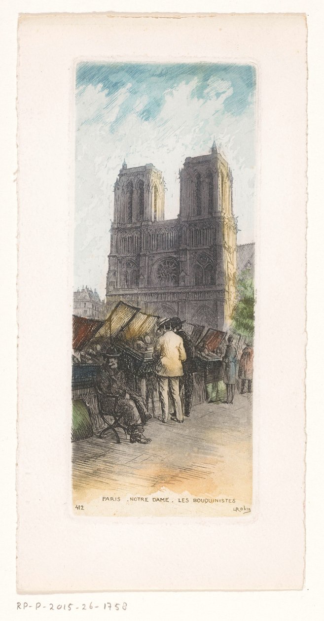 Ön planda kitapçılar ile Paris'te Notre-Dame görünümü Paris Notre Dame les bouquinistes (nesnenin başlığı) by Léopold Robin