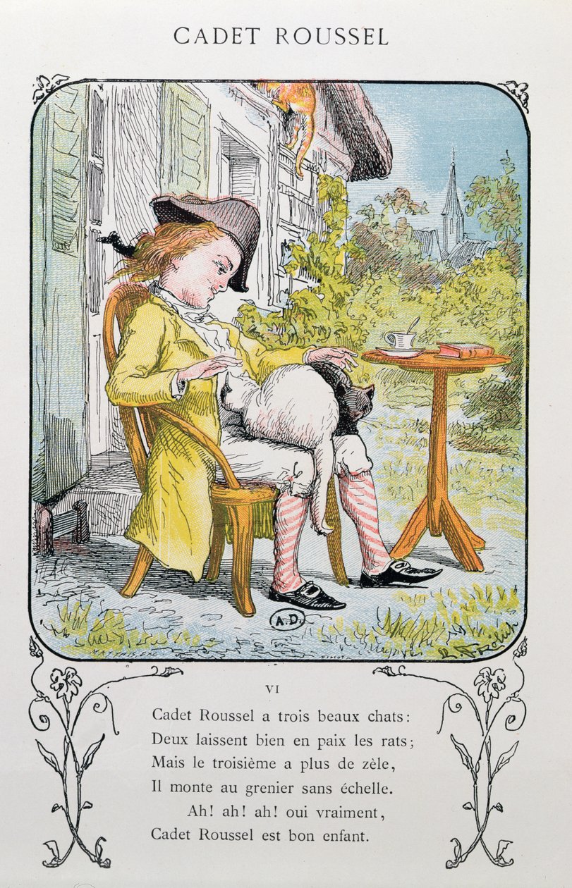 'Cadet Roussel', popüler şarkı, Hetzel tarafından yayınlandı, 19. yüzyılın sonlarında (renkli gravür) by Lorens Frolich