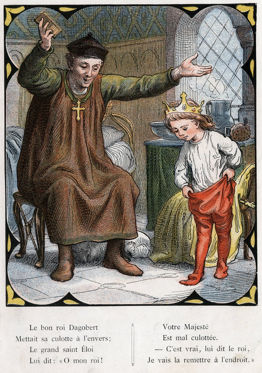 Popüler şarkı “The Good King Dagobert” için Lorenz Frolich (1820-1908) tarafından yapılan illüstrasyon. Baskı J. Hetzel. 1880 civarında. by Lorens Frolich