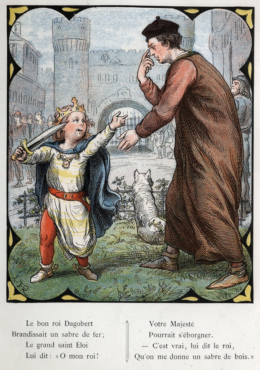 Popüler şarkı “The Good King Dagobert” için Lorenz Frolich (1820-1908) tarafından yapılan illüstrasyon. Baskı J. Hetzel. 1880 civarında. by Lorens Frolich