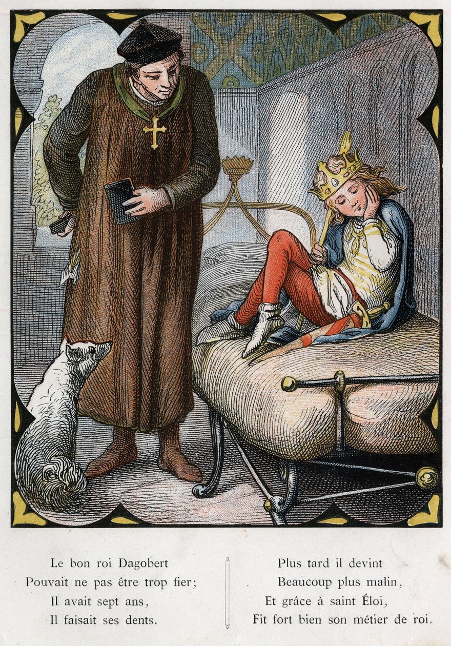 Popüler şarkı “The Good King Dagobert” için Lorenz Frolich (1820-1908) tarafından yapılan illüstrasyon. Baskı J. Hetzel. 1880 civarında. (Diş ağrısı) by Lorens Frolich