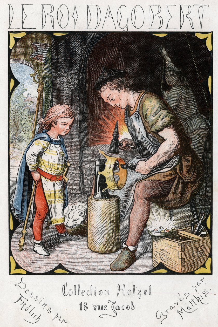 Popüler şarkı “The Good King Dagobert” için Lorenz Frolich (1820-1908) tarafından yapılan illüstrasyon. Baskı J. Hetzel. 1880 civarında. by Lorens Frolich