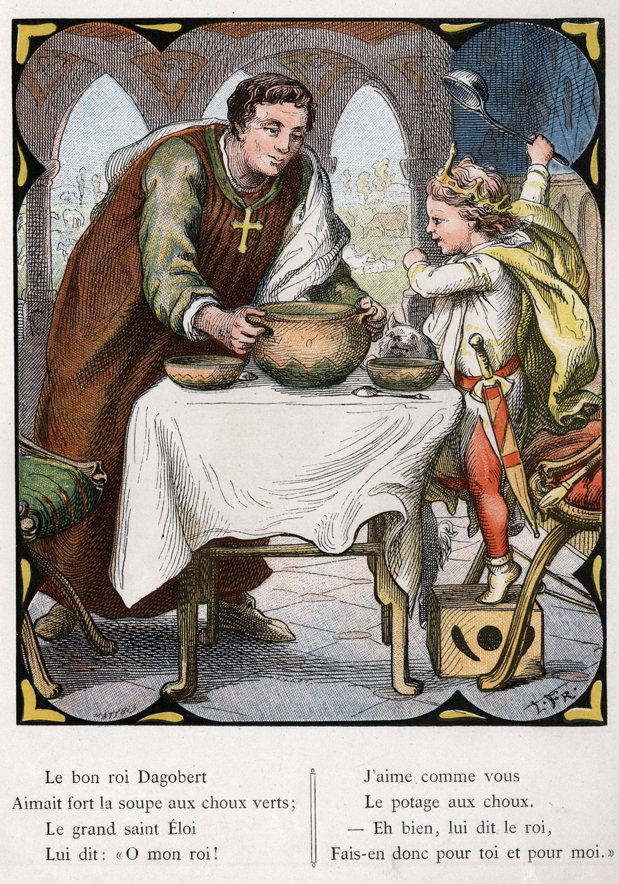 Popüler şarkı “The Good King Dagobert” için Lorenz Frolich (1820-1908) tarafından yapılan illüstrasyon. Baskı J. Hetzel. 1880 civarında. by Lorens Frolich