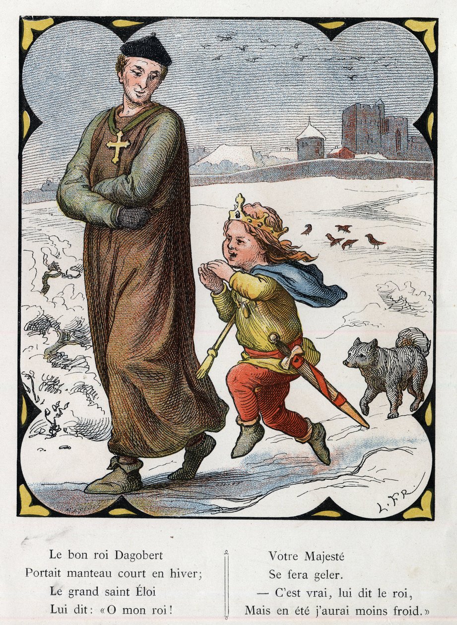 Popüler şarkı “The Good King Dagobert” için Lorenz Frolich (1820-1908) tarafından yapılan illüstrasyon. Baskı J. Hetzel. 1880 civarında. by Lorens Frolich