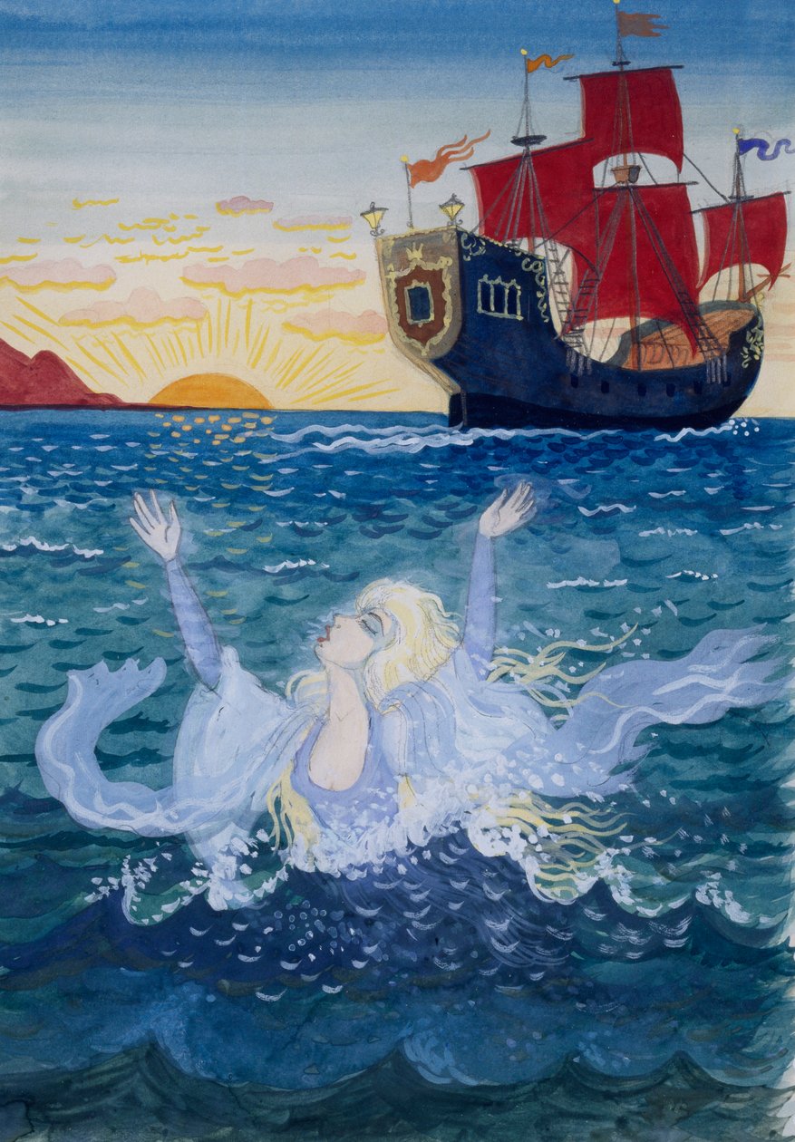 Küçük Deniz Kızı, Hans Christian Andersen'in (1805-1875) peri masalı için Lorenz Frolich'in (1820-1908) illüstrasyonu by Lorens Frolich