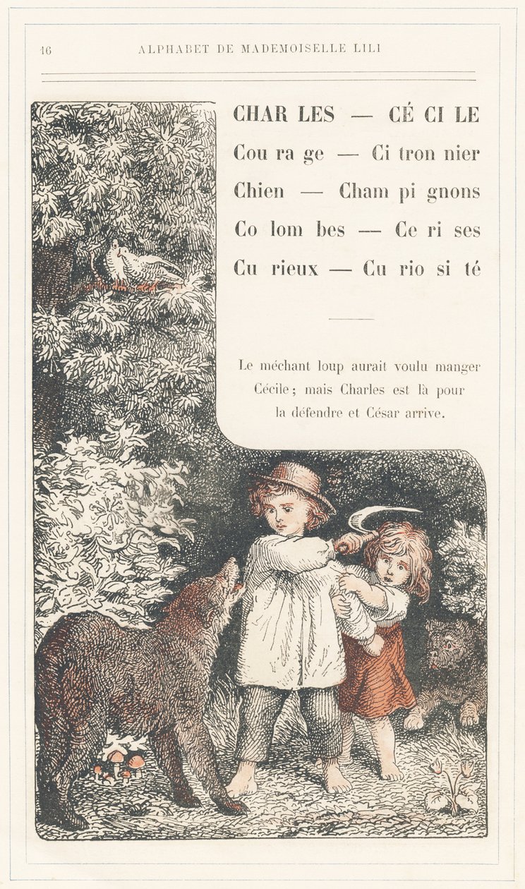 Charles, Cecile, Courage, Lemon tree, Dog, Mushrooms, Doves, Cherries, Curious, Curiosite, sayfa 16 - Matmazel Lili, L. Froelich ve bir baba (Hetzel