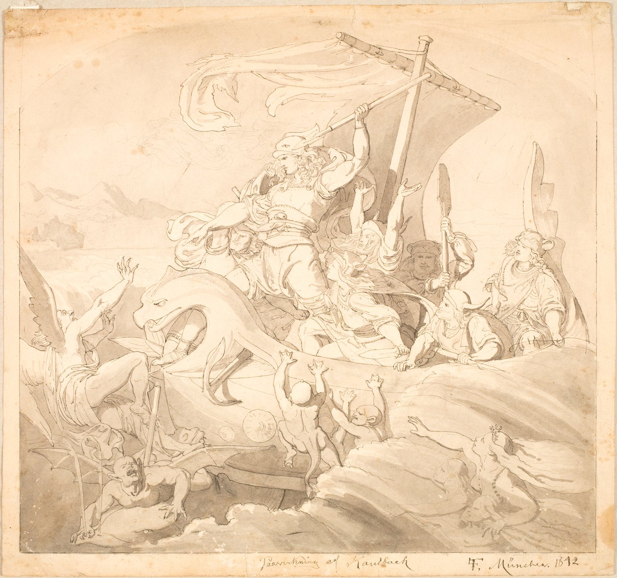 denizin üzerinde Frithiof by Lorenz Frølich
