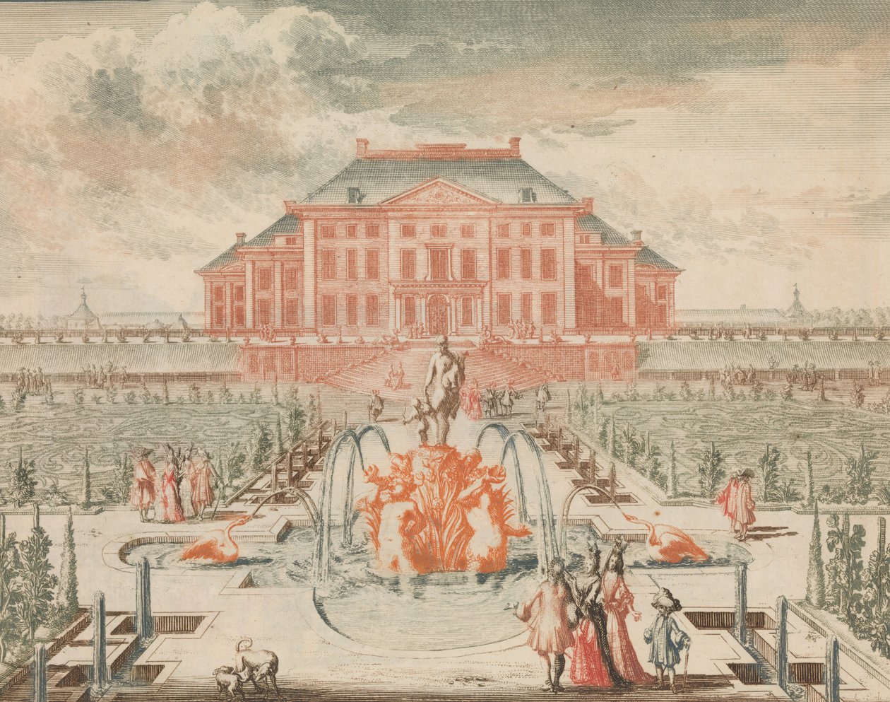 Konings Huis van de Tuin-zyde, Venüs Çeşmesi ile birlikte, içinde: Tooneel Der Voornameste N..., n.d.. by Lorenz Scherm